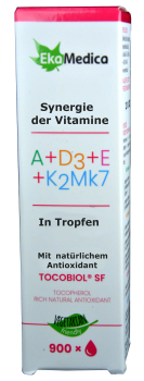 Vitamins A + D3 + E + K2 for energy, vitality, antioxidant, against arteriosclerosis, osteoporosis, for broken bones, for the skin and eyes